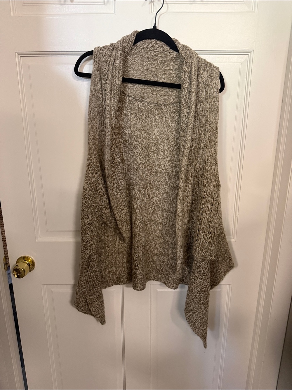 Cozy Open-Front Knit Vest in Taupe